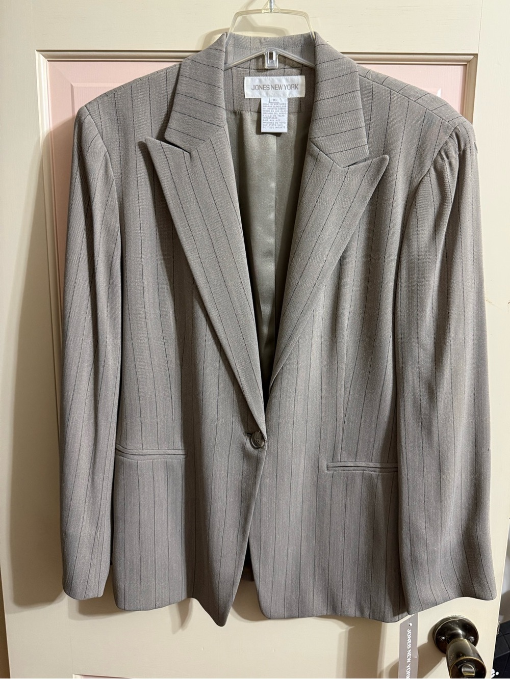 Jones New York Women's  Light Gray Pinstripe Blazer